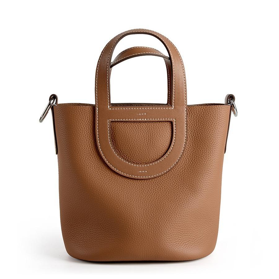 Bolso de Piel Vacuna Nuevo Versátil Portátil Bolso Cesta de Verduras Cuero Genuino Bolso de Mujer Bolso de Hombro Mensajero