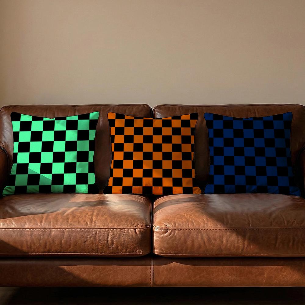 Black White Checkerboard Cushion Cover Soft Reversible  Durable Pillow Cover  MultiScene Use for Home  Car Daily Comfort