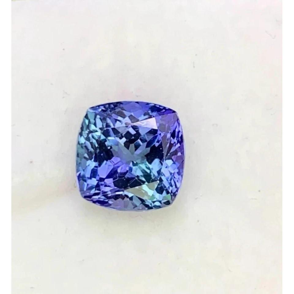 Natural Blue Tanzanite Cushion Extremely Rare Certified Loose Gemstone