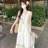 2025 Summer Ethnic Chinese Retro Hollow Camisole Dress Set - Sleeveless, High Waist, Two-Piece