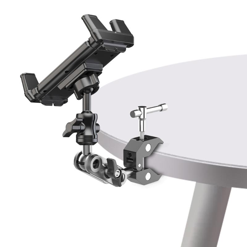 Supporto per Tablet in Alluminio Supporto con Clip per Telefono Rotazione a 360 Gradi Supporto da Scrivania per Casa Staffa Pieghevole per Tablet