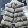 Autumn and winter new imported whole leather chinchilla pattern Rex rabbit hair short stand-up collar vest fur jacket women