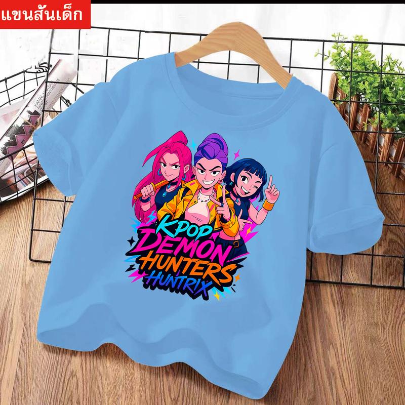 2025 Sommer Kpop Dämonenjäger T-Shirt Kinder Cartoon Anime Meme Druck Kleidung Rundhals Basic Jungen Oberteile Lässige Hemden Geschenk