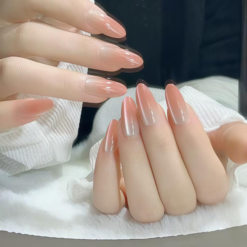 Huan Huan Ganlu Temple Ice Clear Nude Whitening Wearable Nail Art Detachable Nails