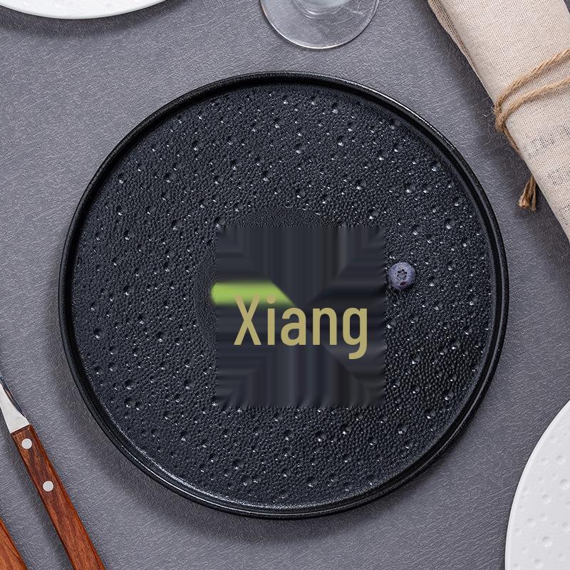 Minimalist Nordic Solid Color Ceramic Plate for Steak and Dessert, Mars Crater Rim Design