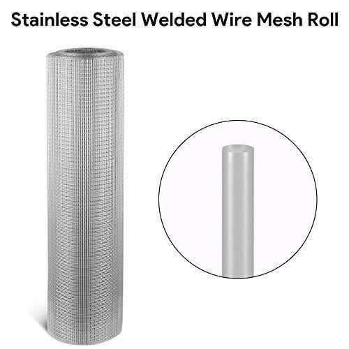 Amagabeli 1m x 20m acier inoxydable grillage métallique soudure maille carré de 12,7mm mailles grillage 1,2 mm d’épaisseur grille