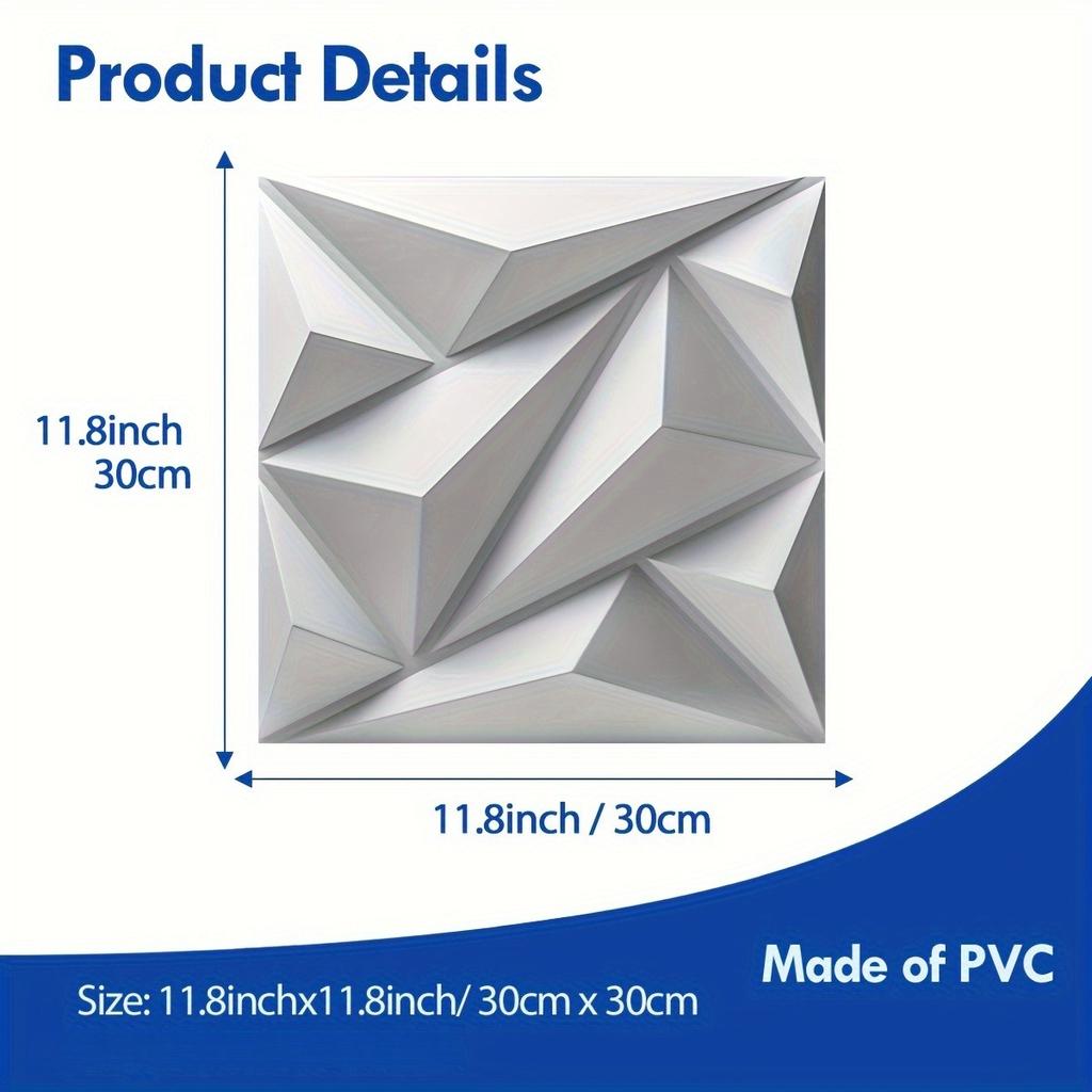 10 Stück Mattschwarze PVC 3D-Diamant-Wandpaneele Einfache DIY-Installation für Wohnzimmer Schlafzimmer Küche TV-Hintergrundwandpaneele