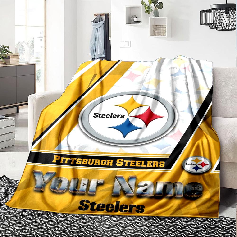 Name Custom Pittsburgh Steelers Print Flannel Blanket High Quality Warm Comfortable Cover for All Seasons Perfect for Gifts Home Decor