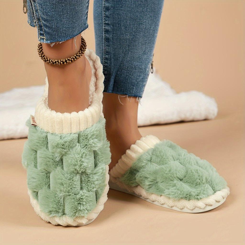 Simple and Stylish Indoor Home Comfort, Anti Slip and Warm, Soft Bottom, Silent Fur Slippers for Couples