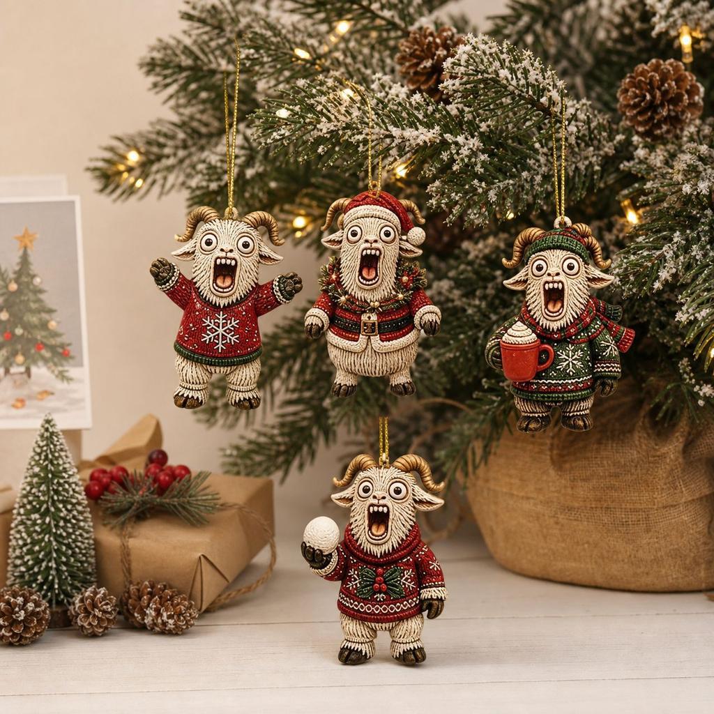 2026 Christmas Countdown Calenda, 24 Vintage-Style Goat Christmas Tree Ornament,Holiday Gift for Christmas