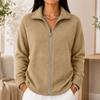 Cardigan lavorato a maglia da donna con zip frontale, manica lunga, colore, giacca casual