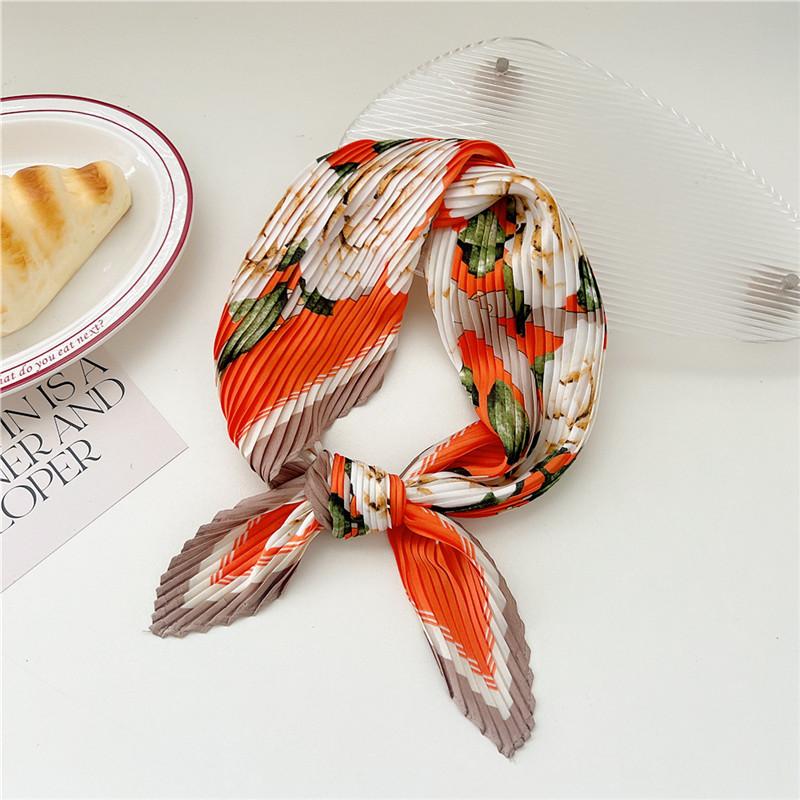 70cm Crumpled Scarf Kerchief Print Square Scarves Women DIY Hair Band Ribbon Headscarf Bandanas Headband Neck Wraps Neckerchief