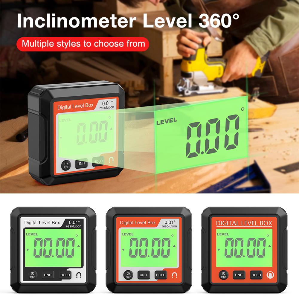 Magnetic Digital Level Angle Finder LCD Backlight Level Meter Inclinometer 4*90° Magnet Protractor Level Box For Woodworking