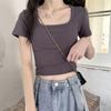 Fashion Squre Collar T Shirt Tank Top Solid Crop Tops Women Camis Summer Casual Camisole Lady Tshirt