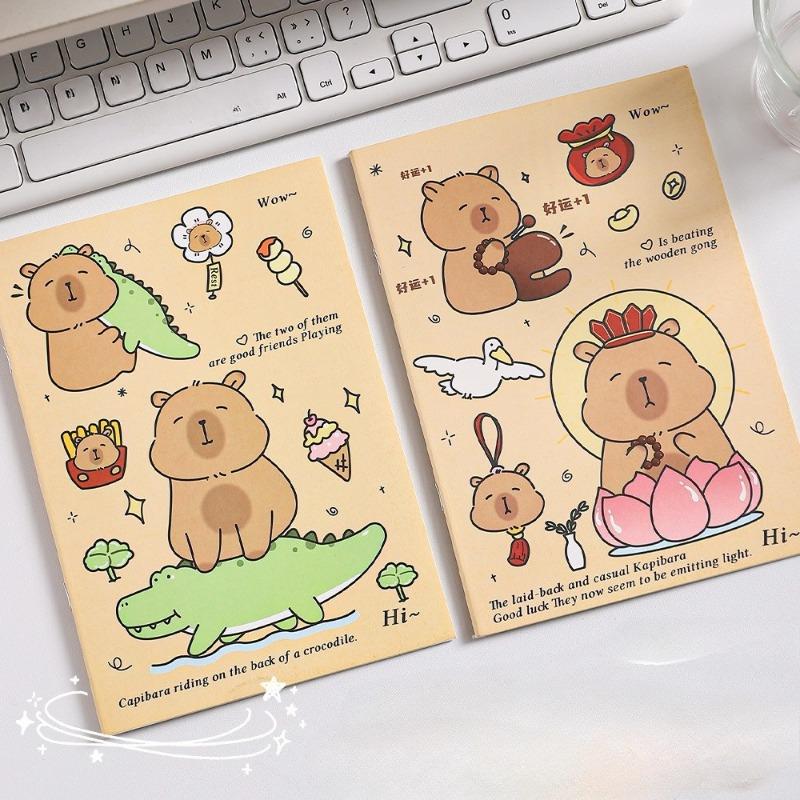 20Pcs Cartoon Cute Capybara Notebook Gift Horizontal Line Paper Mini Book Journal Planer School Office Stationery