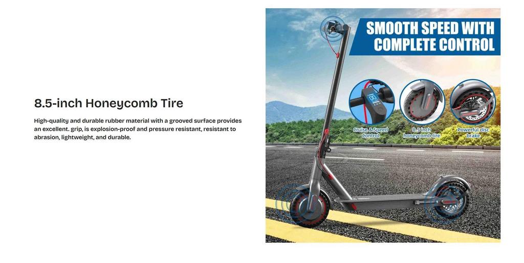 2026 New Emoko HT-T4 Pro Foldable Electric Scooter 350W 36V 10.4Ah 8.5-inch Honeycomb Tire, Supports Disc Brake+E-ABS Application