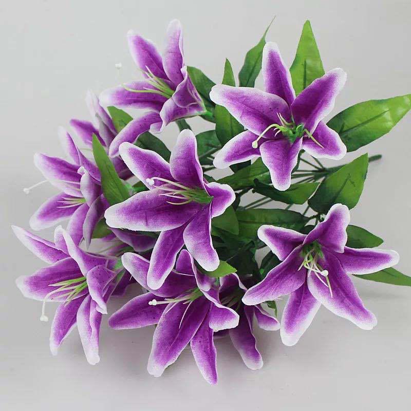 Artificial Lily Stem for Living Room Decoration - Plastic Flower Ornament with Vase