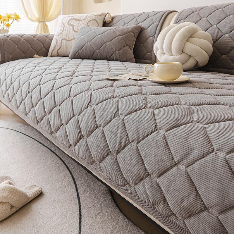 New Minimalist And Thickened Sofa Cover Fabric One-Piece Anti Slip Straight Row Sofa Cushion Cover For Autumn And Winter Seasons
