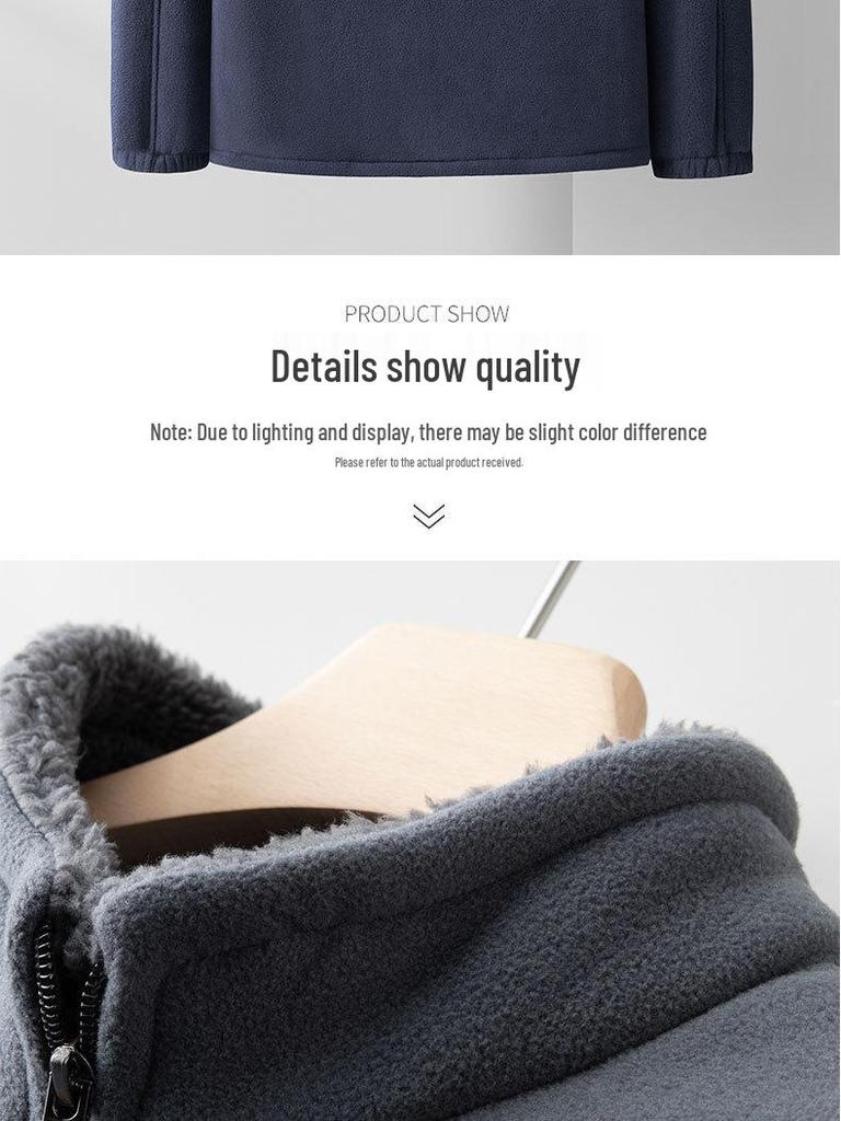 Men's Plush Fleece Stand-Up Collar Sweatshirt: Thickened, Loose-Fit, Plus Size for Autumn/Winter Outdoor Casual Wear