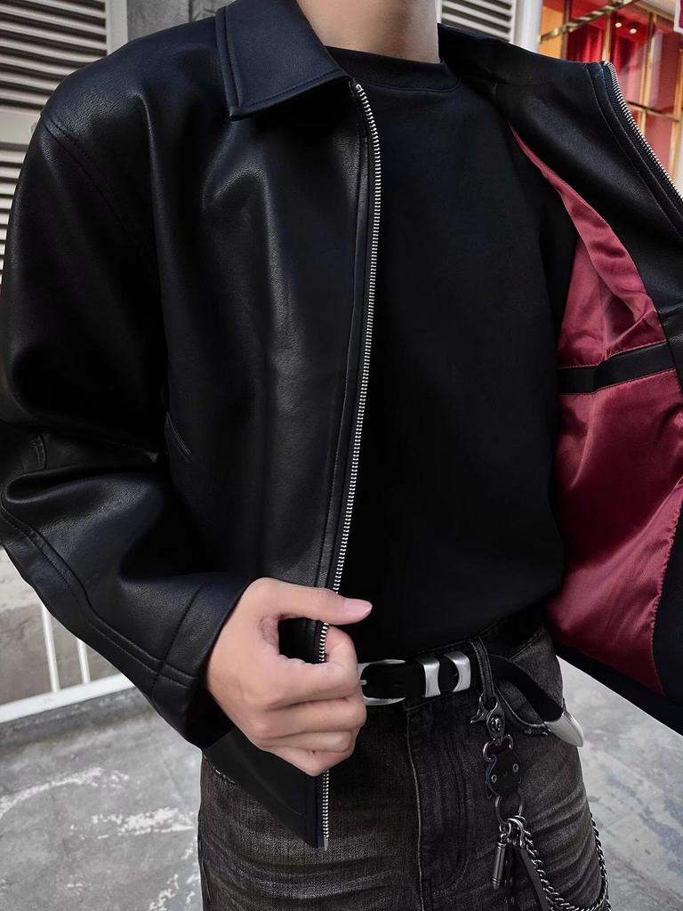 Men's American Style Loose Fit PU Leather Jacket - Autumn/Winter 2025 Edition