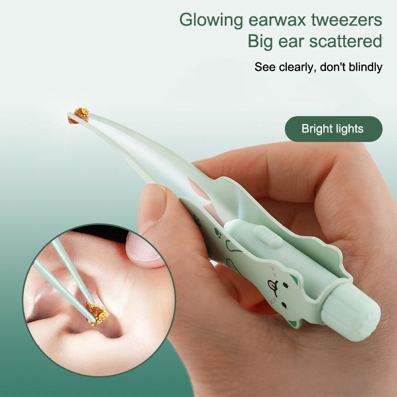 Baby Ear Cleaner Tweezer Soft Ear Picks Led Flash Light Ear Wax Curette Picker Ear Cleaning Tools Ear Wax Dig Removal Earpick