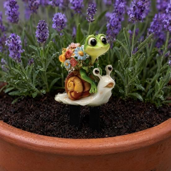 Yousheng Cartoon Frog Garden Stake, 2D Acrylic Cute Frog Garden Decoration, Waterproof Outdoor Yard Art Stake for Lawn Flower Bed Planter