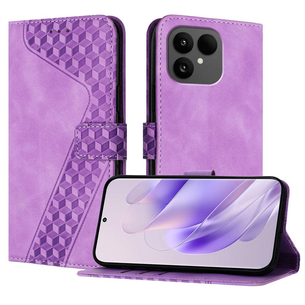 For Fairphone 6 Leather Case 7-Shaped Pattern Wallet Stand Shockproof Phone Cover