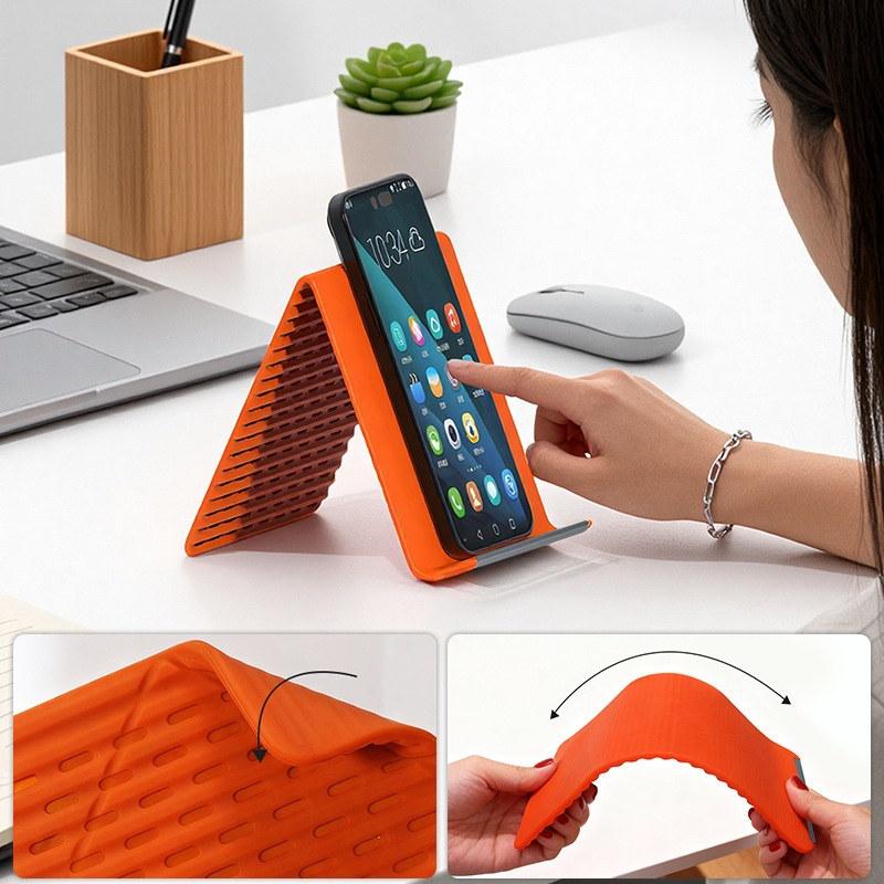 Portable Foldable Silicone Phone Holder Flexible Silicone Aluminum Phone Stand for Phone iPad Tablet PC Holders