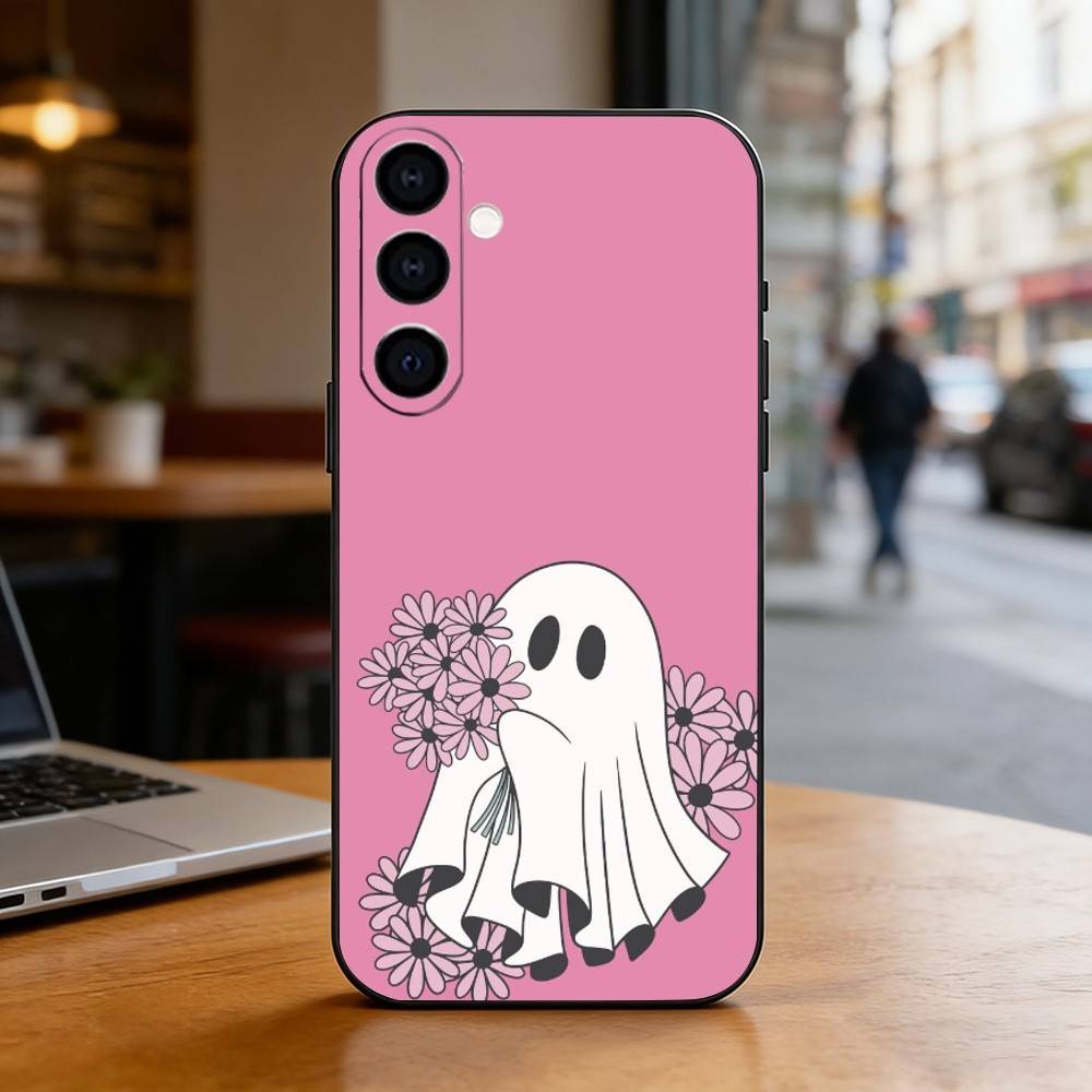 Stardust Ghost Phone Case Black Silicone Soft For Samsung Galaxy A73,A72,A71,A70,A53,A52,A51