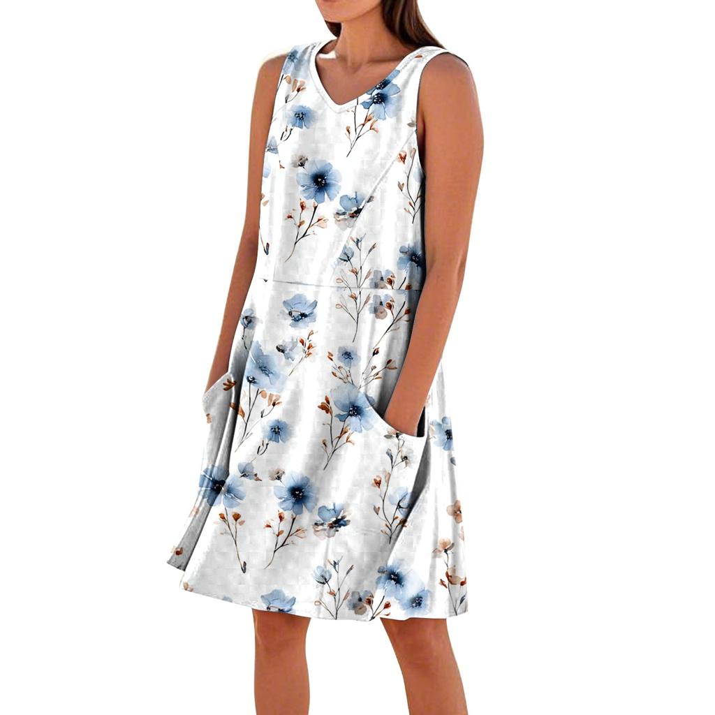 Summer Dresses for Women 2026 Casual Floral Dress Sleeveless Midi Dresses for Women Graduation Dress Suitable for Women
