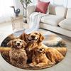 Golden Retriever Round Area Rug,Carpet Rug for Living Room Bedroom Sofa Playroom Decor,Non-slip Floor Mat