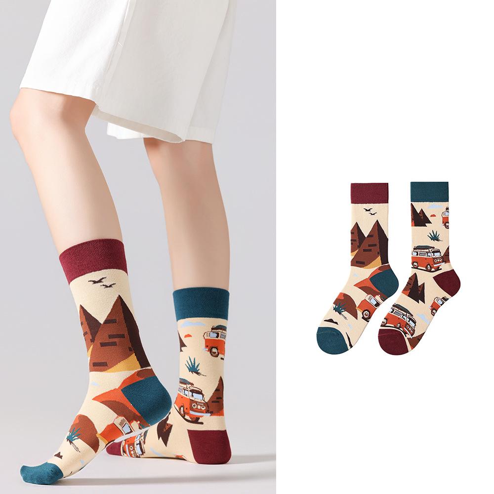Unisex Trendy Cotton Mid-Calf Socks for Autumn/Winter - Sporty & Casual