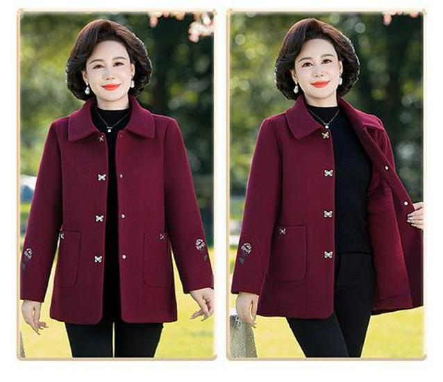 Stylish Cotton-Padded Woolen Coat for Middle-Aged Women - Fashionable and Thick for Autumn/Winter