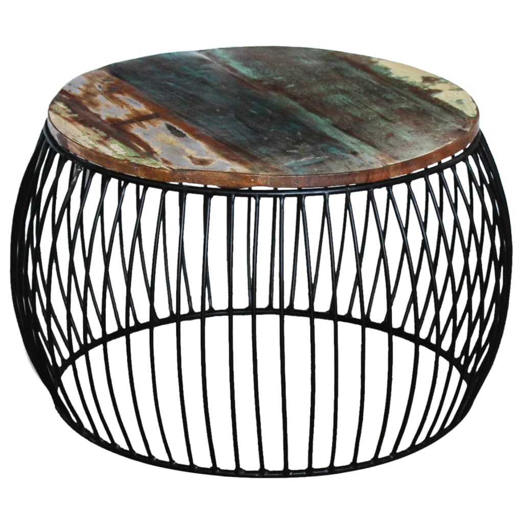 Round Coffee Table Solid Reclaimed Wood 68x37 cm