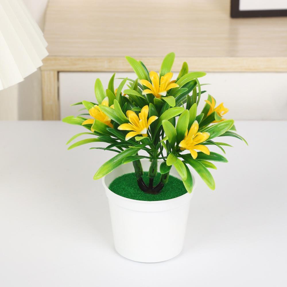 

New 6 Colors Artificial Potted Plant 16*16cm Plastic Pot Simulated Tree Ornaments Table Decor Fake Plants жёлтый