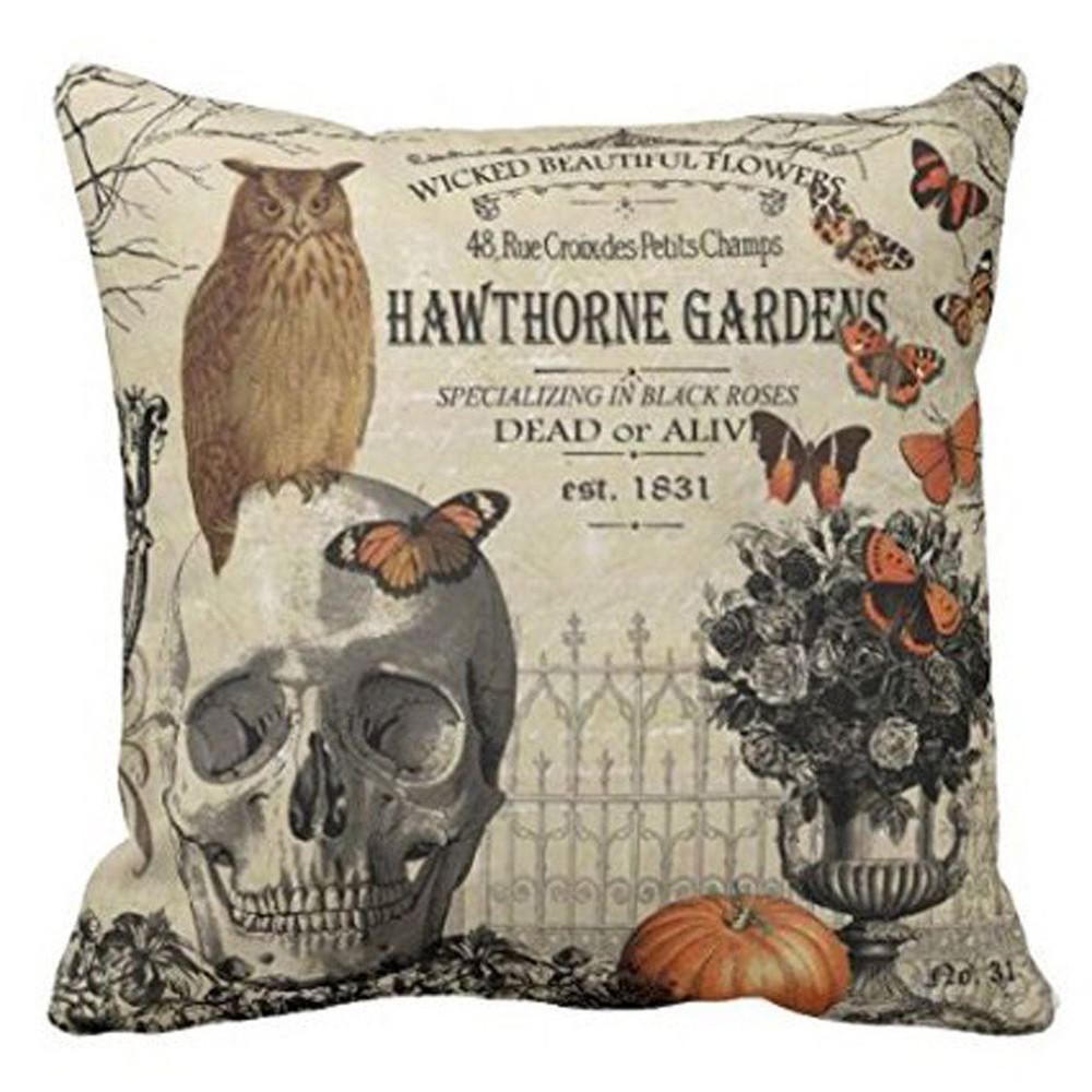 Happy Halloween Pillow Cases  Linen Sofa Cushion Cover Home Decor 