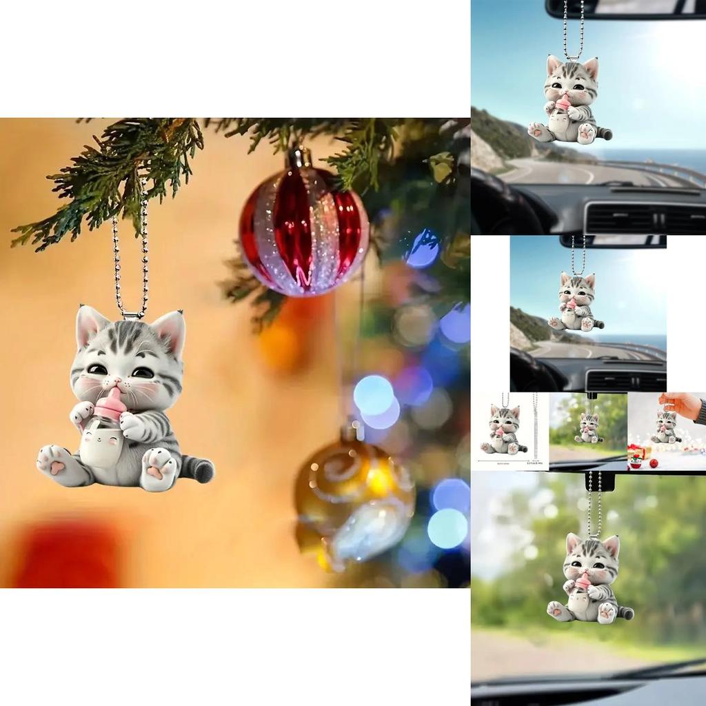 Adorable Acrylic Cat Car Decoration Hanging Pendant For Stylish Interior Decor
