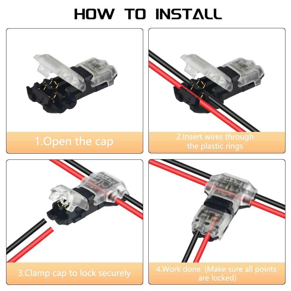 

5/10/20PCS Wire Cable Snap In T2 Connector No-solder No-peel Quick Terminal Connections Joiners Auto Plug Electrical Accessories