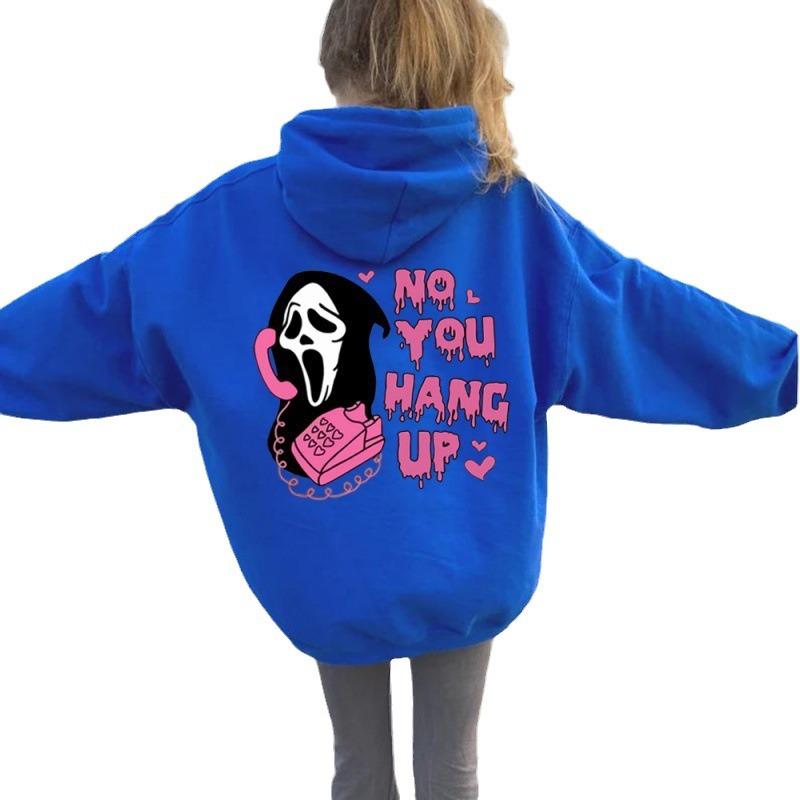 New Halloween, Hooded Sweater with Back Print, Long-sleeved Loose Casual Top and Shirt.
