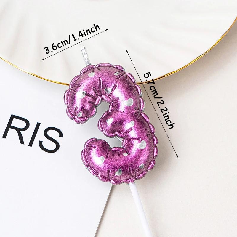 Rainbow Number Candle Digital 0-9 Birthday Party Decor Pink Balloons Gradient Candles Birth Wedding Anniversary Candle