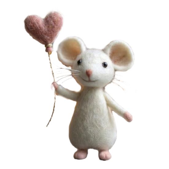 Handmade Felt Mouse Plush Toy Cute Animal Ornament Soft Charming Home Decor Unique Gift for Collectors