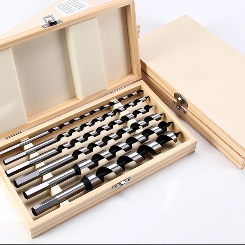 6PCs Long Shank Woodworking Drill Bit Set Enhancing Durability for Solid Door and Engineered Boards