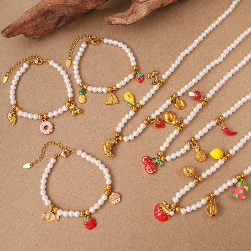 Meier Fresh & Fun Fruit Charms: Necklaces, Bracelets, and Playful Enamel Mushroom & Banana Pendants