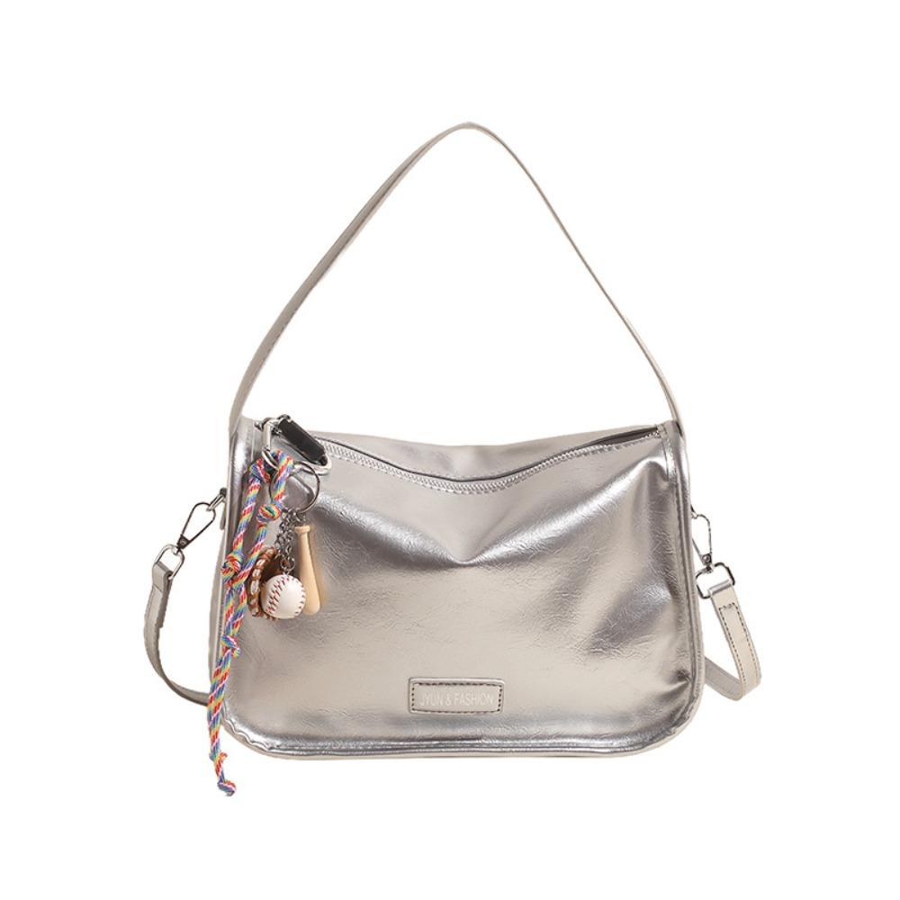 

Классическая сумка через плечо для поездок на работу, сумка-тоут с верхней ручкой в стиле ретро, осенняя сумка из искусственной кожи под мышкой, женская серебряный