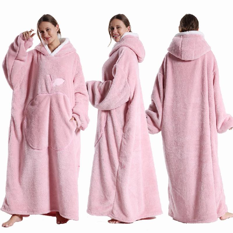 Coperte Indossabili Extra Lunghe Invernali in Flanella con Cappuccio e Maniche Lunghe Uomo Donna Morbido Accogliente Plaid Coperta TV per Adulti