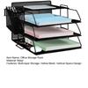 Metal Mesh Organizer 4-Tier Office Storage Rack with Pen Holder Desk Organization Desktop File Stand Manager Accessories Clutter