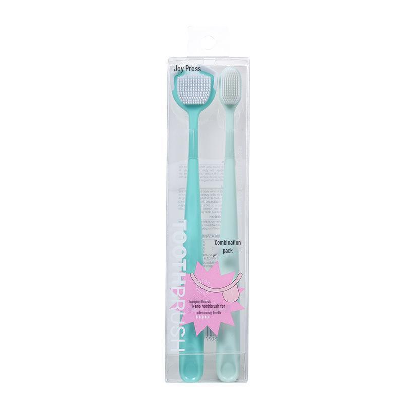 Nanotech Soft Bristle Toothbrush with Silicone Tongue Scraper for Adults