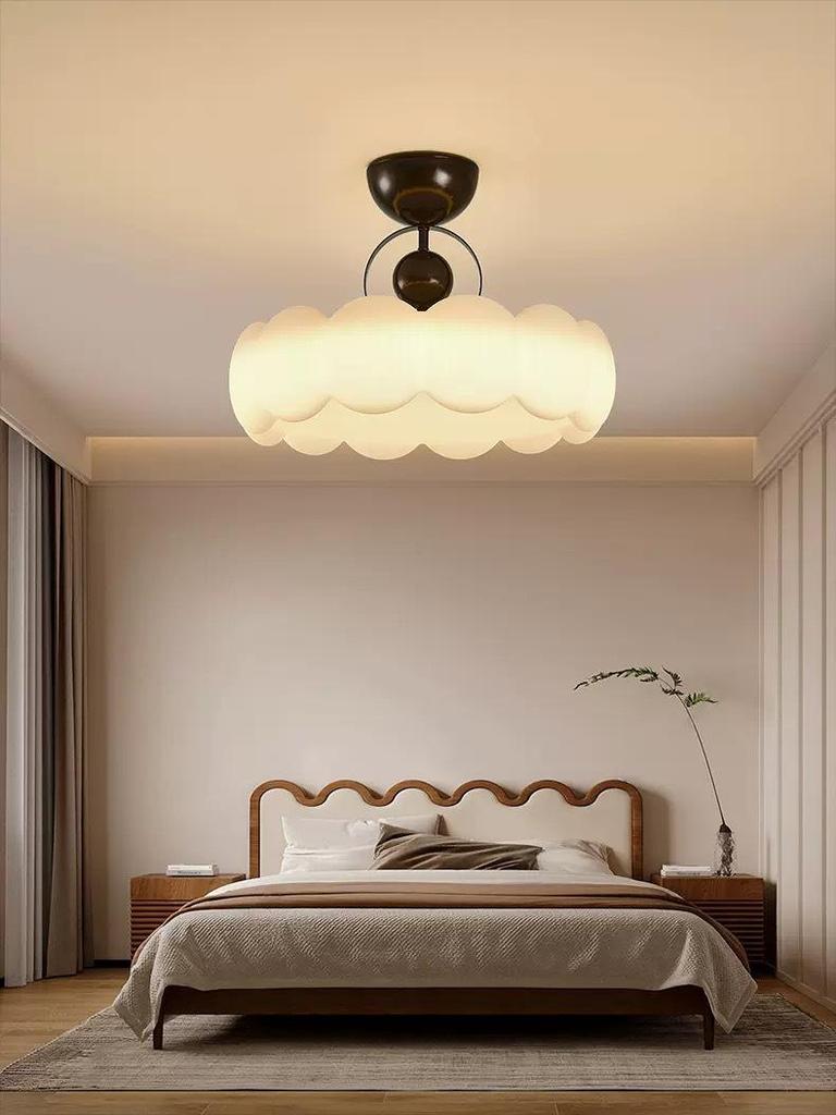 Pre-owned Retro Round Walnut Wood Chandelier for Bedroom or Study - Eye-Protection Ceiling Light