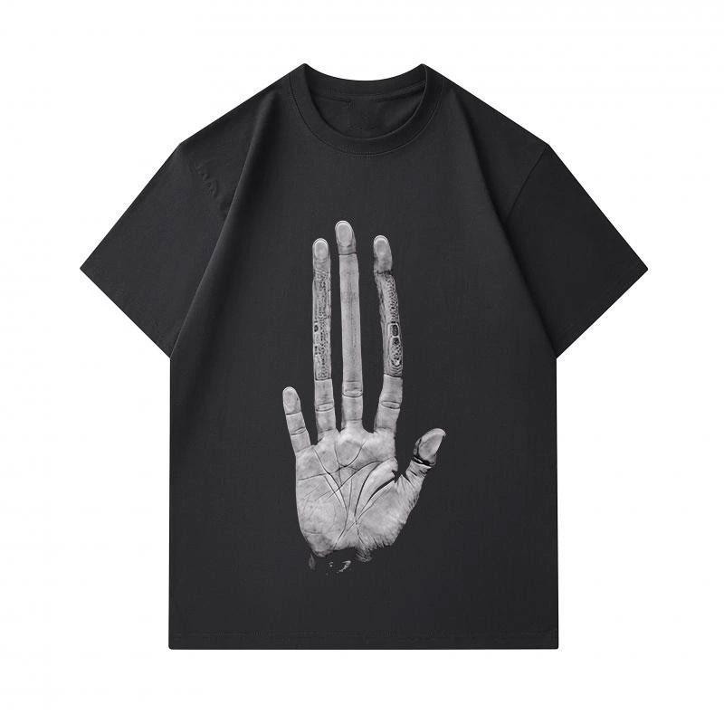 Men's 100% Cotton Crew Neck Short Sleeve T-Shirt, Funny 3D Hand Palm Print Casual Summer Tee, Soft Breathable Lightweight Daily Wear Streetwear Tops F