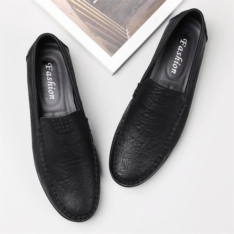 Mens Loafer Genuine Cow Leather Dress Shoes Natural Breathable Moccasins Leisure Shoe Luxury Brand Moccasins Retro Italian Shoes